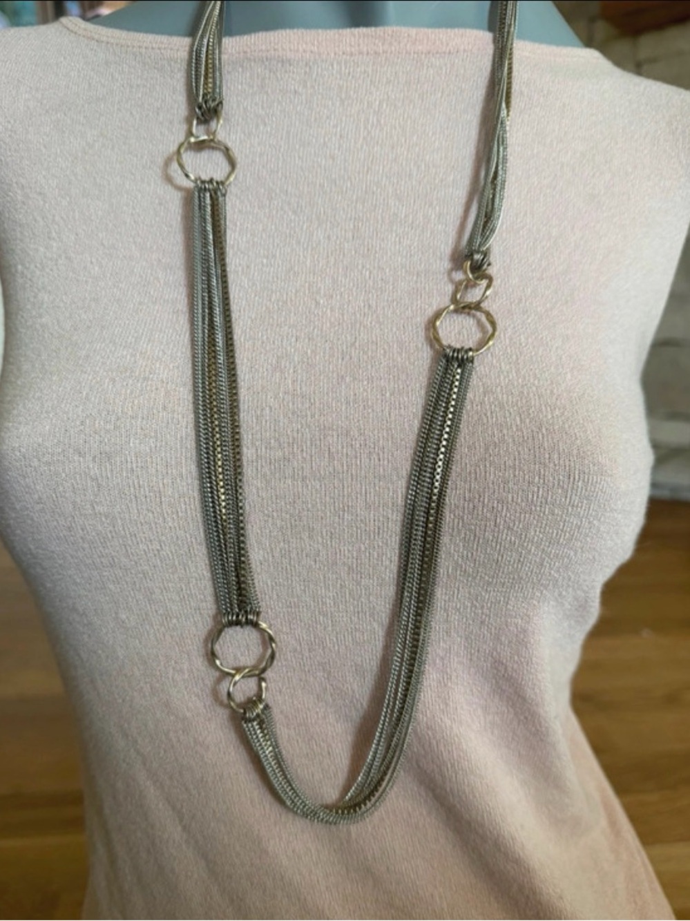 Vintage Lia Sophia Inner Circle Necklace Gold and Silver DC18